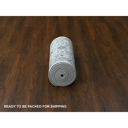 2'6"X19'9" Seraph Gray Oushak 100% Wool Hand Knotted Runner Oriental Rug