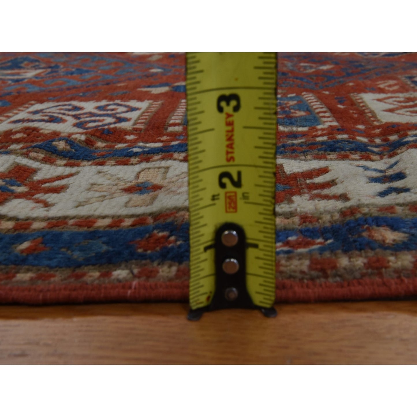 4'3"X6'3" Red Antique Caucasian Kazak Hand Knotted 100% Wool Oriental Rug
