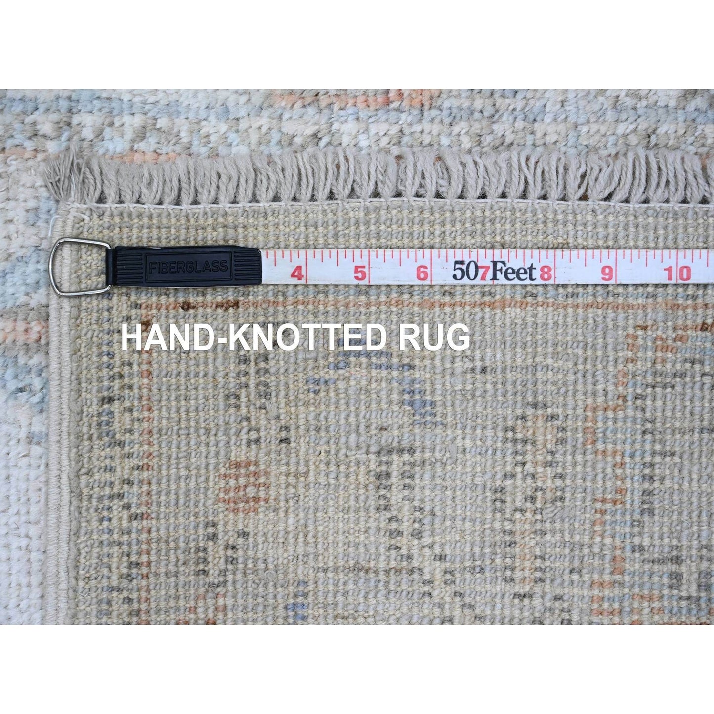 2'8"X9'8" Gray Hand Knotted Angora Oushak Tree Design All Wool Runner Rug