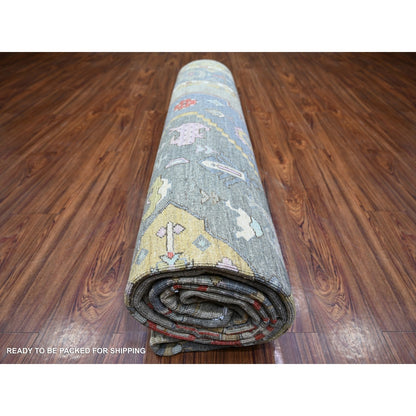 10'1"X14' Dark Gray Finer Peshawar Pure Wool Hand Knotted Oriental