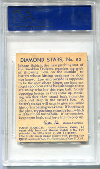 1935 Diamond Stars John Babich Blue Back #82 Psa Ex-Mt 6 Card (Mk)