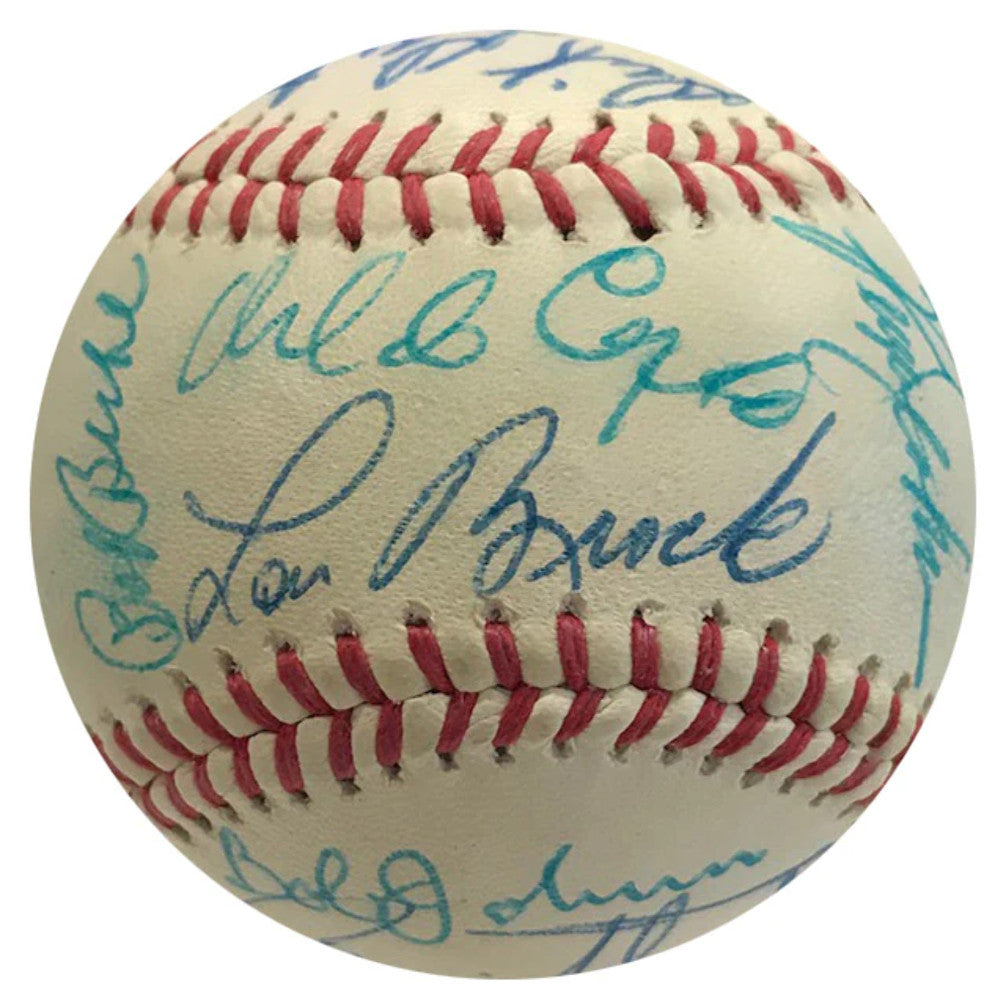 Hof & Stars Autographed Atlanta Braves Logo Baseball W/ Jenkins, Brock, Cepeda