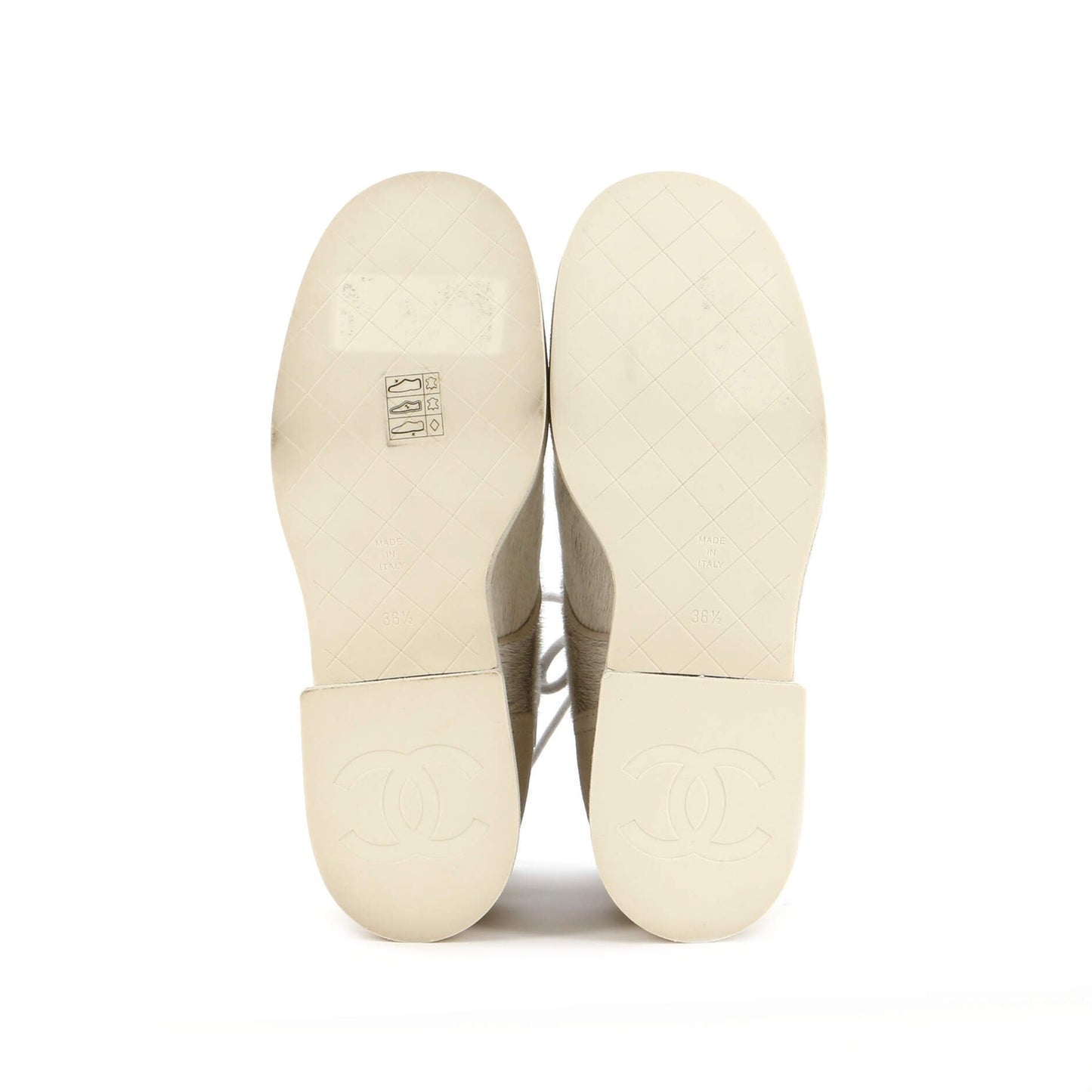 Chanel Women'S Cc Cap Toe Combat Boots Pony Hair With Suede