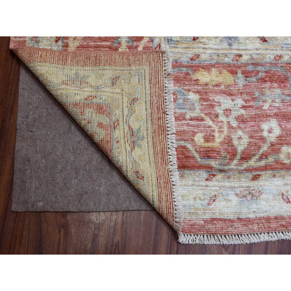 11'9"X14'8" Coral Red Hand Knotted Afghan Angora Oushak Natural Wool Rug