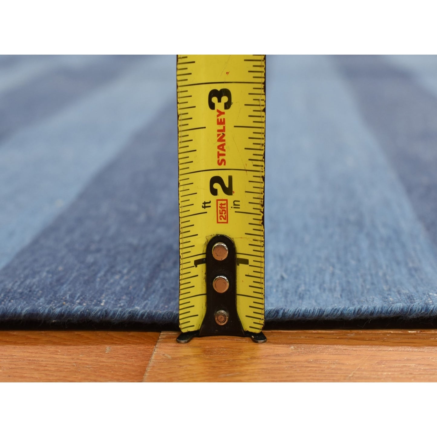 6'X9'3" Blue Pure Cotton Durie Kilim Flat Weave Hand Woven Reversible Rug