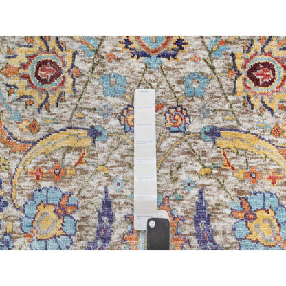 2'7"X23'10" White Sickle Leaf Hand Knotted Silk And Wool Xl Runner Rug