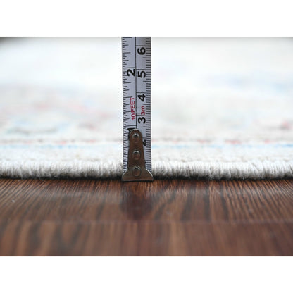 4'1"X11'7" White Hand Knotted Afghan Angora Oushak 100% Wool Runner Rug
