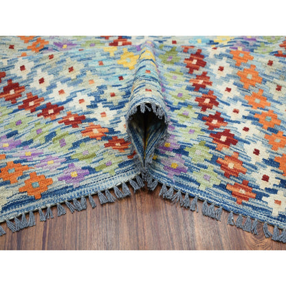10'2"X13'4" Colorful Afghan Kilim Pure Wool Hand Woven Oriental Rug