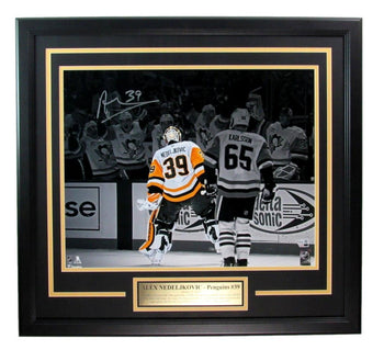 Alex Nedeljkovic Penguins Signed 16X20 Goal Photo