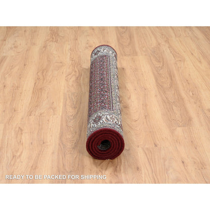 4'X5'10" Red Hand Knotted 175 Kpsi Wool And Silk Herrita Oriental Rug