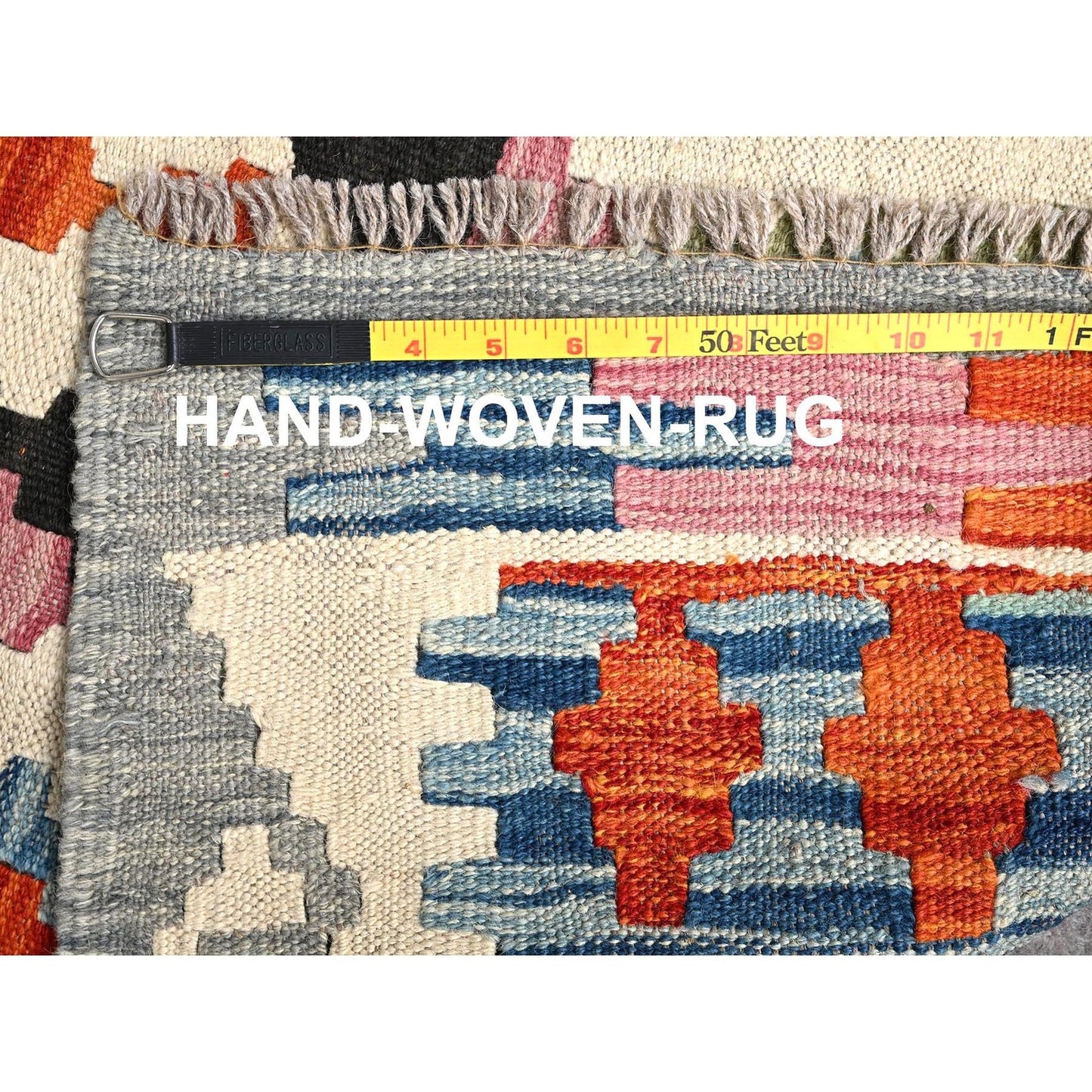 2'9"X8'3" Colorful Afghan Kilim 100% Wool Rug Flat Weave Hand Woven Runner