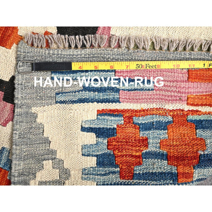 2'9"X8'3" Colorful Afghan Kilim 100% Wool Rug Flat Weave Hand Woven Runner