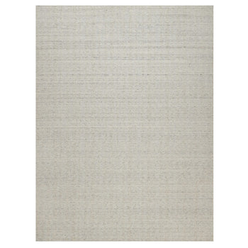 9'X12' Ivory Undyed Natural Wool Vertical Stripes Design Hand Loomed Rug