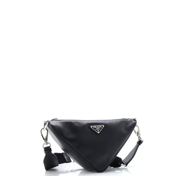 Prada Triangle Logo Zip Crossbody Bag Soft Leather Small