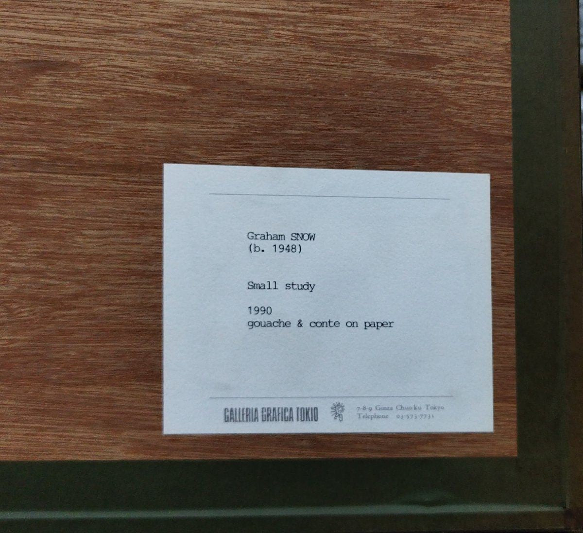 Graham Snow Small Study 1990 Gouache & Conte On Paper Galleria Grafica Tokio