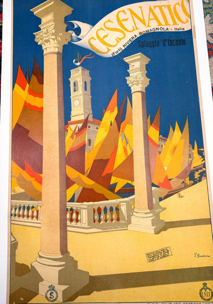 Italian Travel Poster Cesenatico By Guerrini 1927 Original Riviera Adriatica