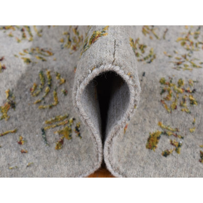 9'10"X14' Silk Gray Broken Mamluk Design Hand Loomed Wool And Silk Rug