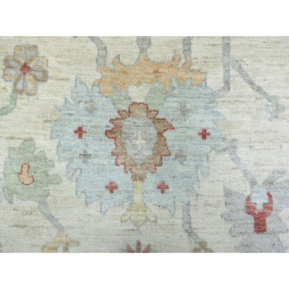 11'9"X15'9" Ivory Afghan Angora Oushak Hand Knotted Wool Oversized Rug