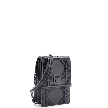 Christian Dior Ultra Matte Diorama Vertical Clutch On Chain Studded Leather