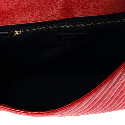 Saint Laurent Classic Monogram Envelope Satchel Matelasse Chevron Leather Large