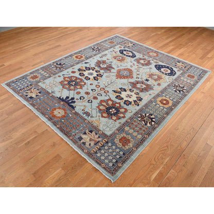 8'2''X10' Gray Peshawar With Sultanabad Design Hand Knotted Soft Wool Rug