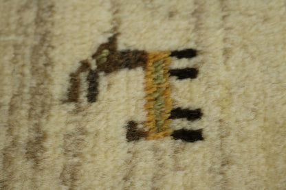 Modern Gabbeh Wool Area Rug Thick Pile Tribal