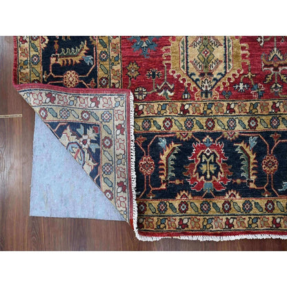 10'1"X13'10" Falcons Red Karjihooz Design Soft Wool Hand Knotted Rug