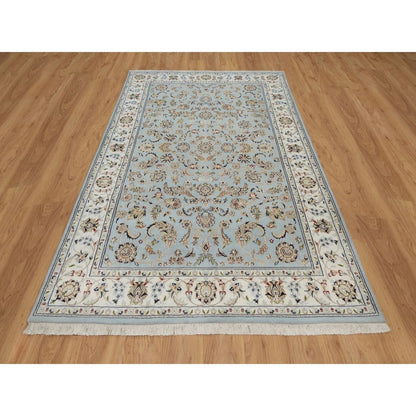 Rug 6'x9'4" Light Blue Nain Wool & Silk Hand Knotted 250 KPSI Oriental