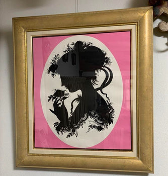 Bjorn Wiinblad Vintage Silhouette Girl Silk Screen Poster Gold Frame 70X62Cm