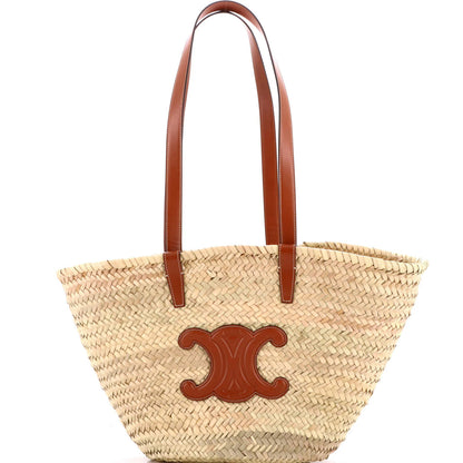Celine Triomphe Basket Shoulder Bag Raffia With Leather Medium