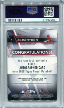 Sandy Alcantara 2018 Topps Finest Gold Refractor #Fasa (Psa) Auth/Auto 10 Card /