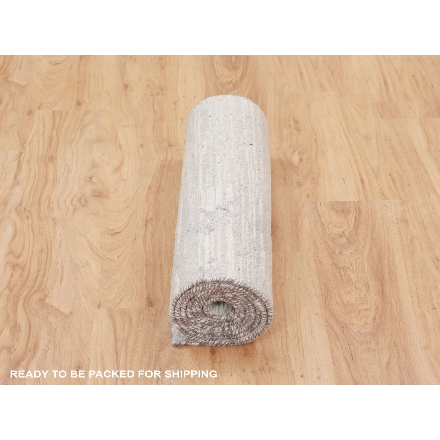 2'6"X8' Modern Hand Spun Runner Undyed Natural Wool Hand Knotted Rug