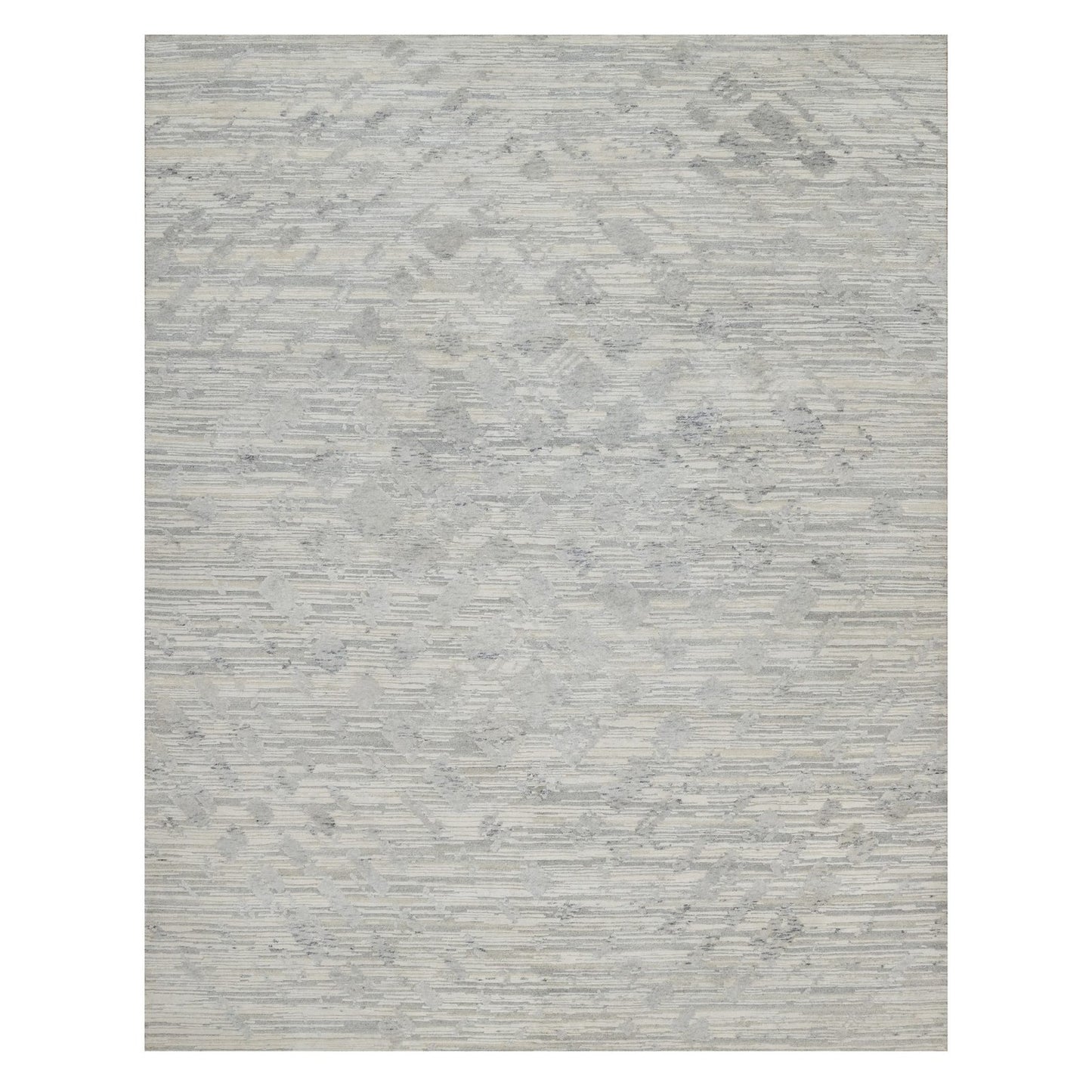 8'X10'2" Cream White Modern Design Hand Knotted Undyed Natural Wool Rug