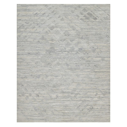 8'X10'2" Cream White Modern Design Hand Knotted Undyed Natural Wool Rug