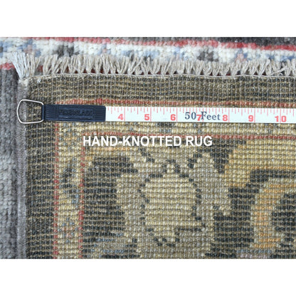 2'9"X9'9" Shiny Wool Hand Knotted Black Angora Oushak Oriental Runner Rug