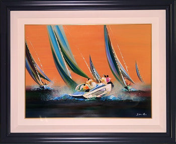 Victor Spahn Original Acrylic Painting Yacht Race