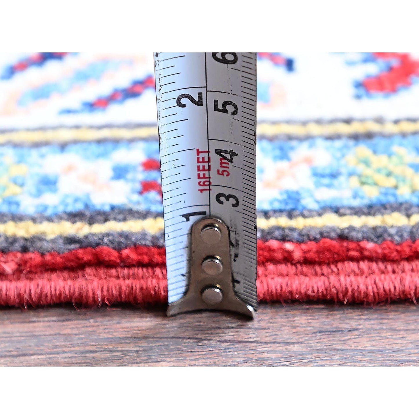 2'8"X9'6" Red Kazak With Geometric Design Hand Knotted Soft Wool Runner Rug