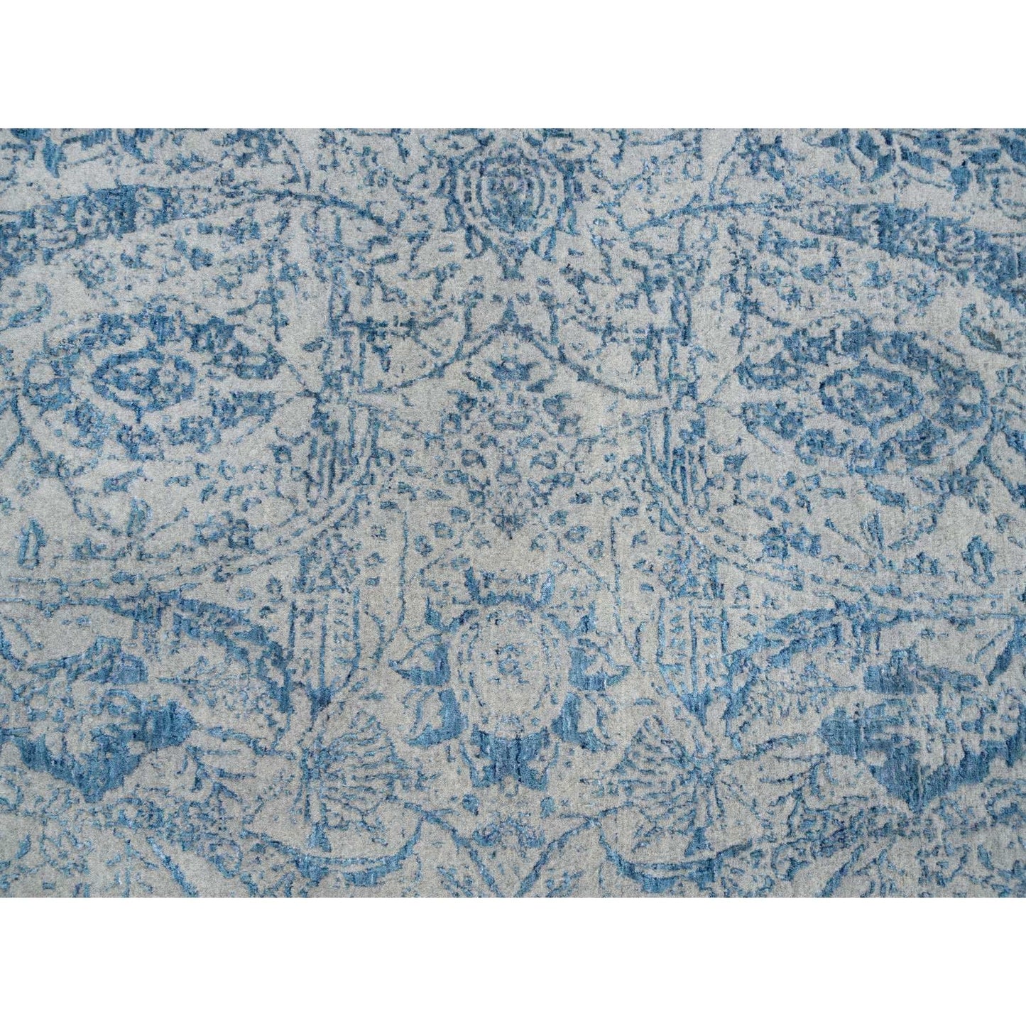 10'X10' Gray Fine Jacquard Wool And Silk Hand Loomed Square Rug