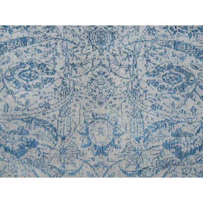 10'X10' Gray Fine Jacquard Wool And Silk Hand Loomed Square Rug