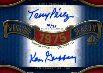 Tony Perez & Ken Griffey Sr. 2012 Upper Deck Dual
