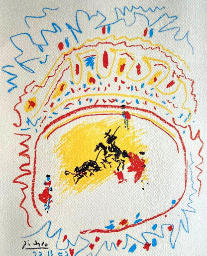 Pablo Picasso Lithograph 'Corrida' Signed Numbered Coa In Pencil