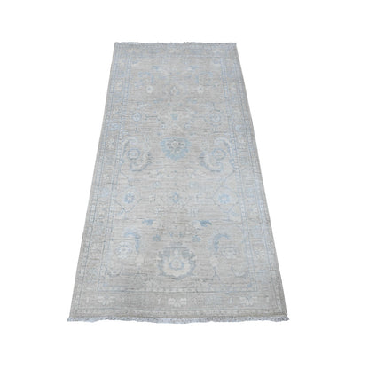2'9"X5'6" Gray Hand Knotted Fine Aryana Peshawar Wool Runner Oriental Rug
