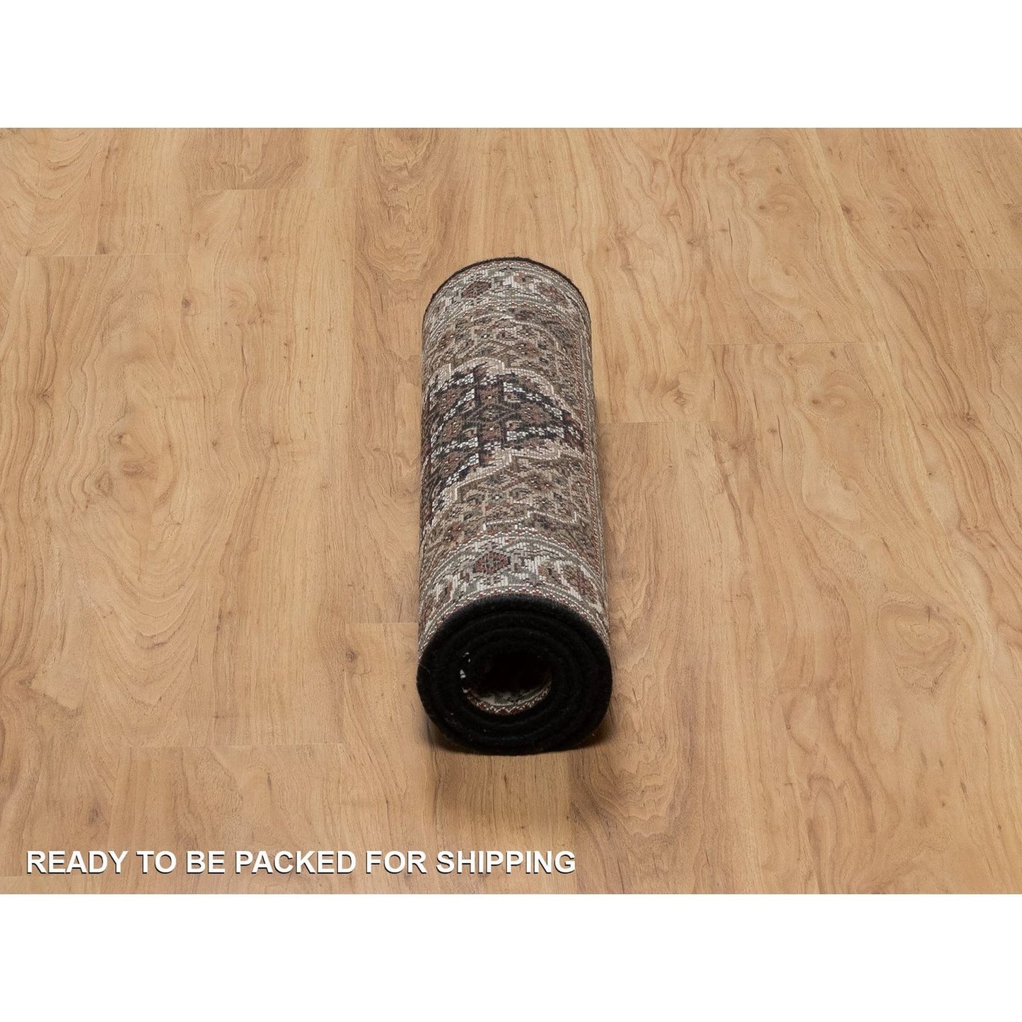 2'4"X4'9" Black Tebraz Mahi With Medallion Design Wool Rug Hand Knotted