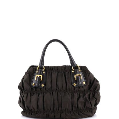 Prada Gaufre Convertible Tote Leather And Tessuto Large