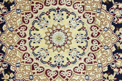 Indo Nain Oriental Rug Handmade Wool Carpet Blue