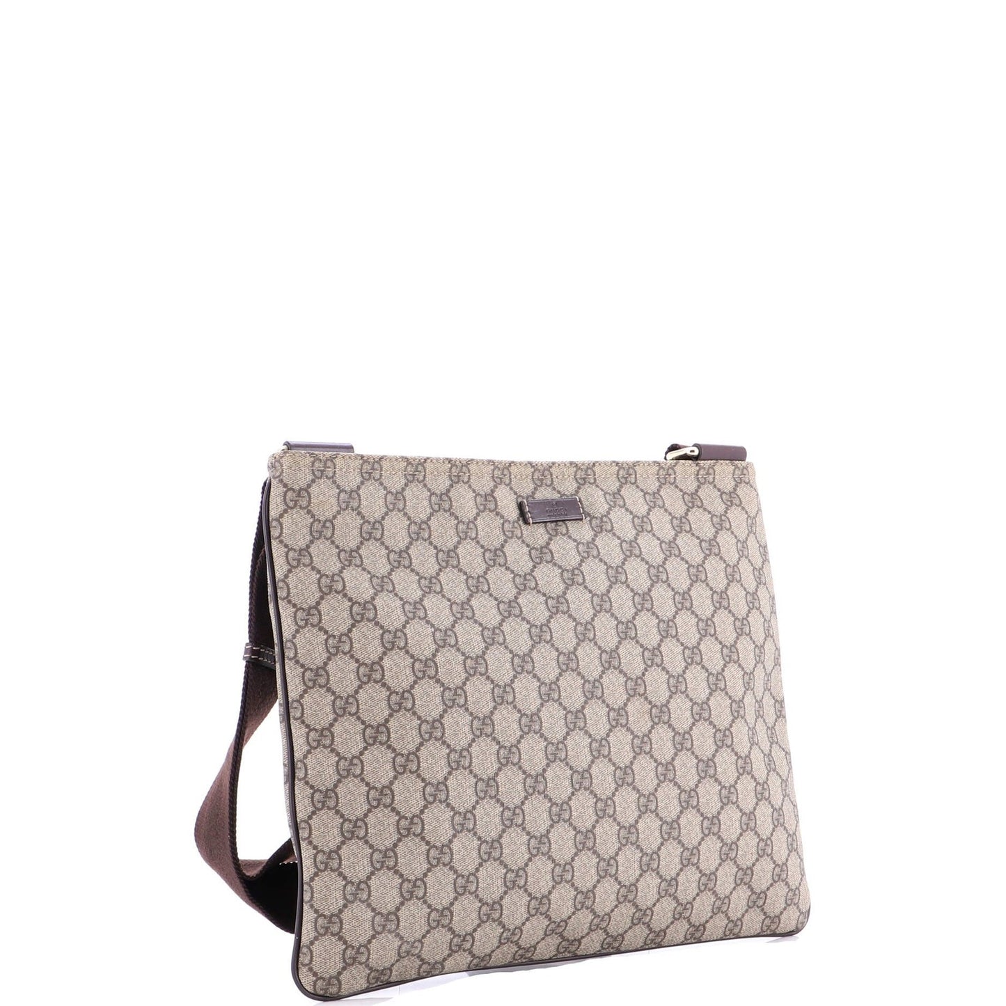 Gucci Zip Top Messenger Bag Gg Coated Canvas Large