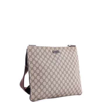 Gucci Zip Top Messenger Bag Gg Coated Canvas Large