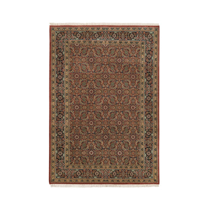 4'1"X6'1" Herati Red New Zealand Wool 250 Kpsi Hand Knotted Rug