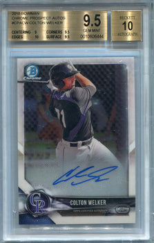 Colton Welker Autographed 2018 Bowman Chrome Prospect Rookie Card (Bgs)
