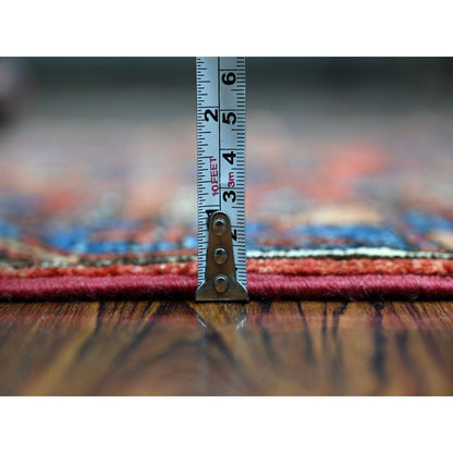 2'10"X5'10" Cereza Red Hand Knotted Ersari Elephant Feet Wool Runner Rug